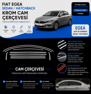 Fiat Egea Type 356 Uyumlu Cross Krom Cam Çerçevesi 8 Parça (2020+)