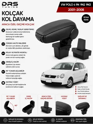 Volkswagen Polo 4 9N 9N2 9N3 2001 - 2008 Kolçak Kol Dayama Siyah thumb 1