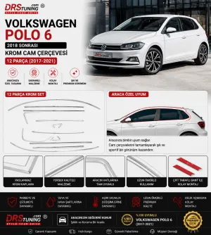 Volkswagen Polo AW 2017-2021 Krom Cam Çerçevesi 12 Parça