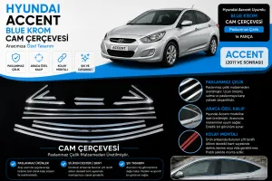 Hyundai Uyumlu Accent Blue Rb 2011-2017 Tam Tur 14 Parça Cam Çıtası