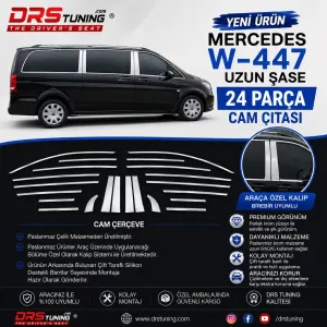 Mercedes-Benz Vito 2015 - 2024 Uzun Şase Krom Cam Çerçevesi 24 Parça