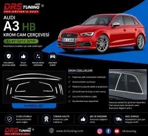 Drs Tuning Audi A3 Uyumlu Hatchback Krom Cam Çerçevesi 10 Parça A3 8V (2012-2019)