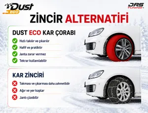 Kar Çorabı Uyumlu 285 40 Lastik R19 Jant Ölçülerine Uyumlu Yüksek Kaliteli Zincir Muadili Ürün Dust Parça - Görsel 3