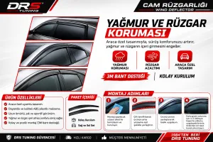 Sunplex Renault Uyumlu Taliant 2021 4 Lü Set Cam Rüzgarlığı Ön Ve Arka Parça - Görsel 2
