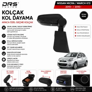 Nissan Micra 2010 - 2017 Kolçak Kol Dayama Siyah - Görsel 2