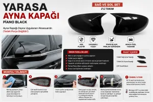 Opel Corsa Uyumlu E (2014-2019) Batman Yarasa Ayna Kapağı (Parlak Siyah) - Görsel 2