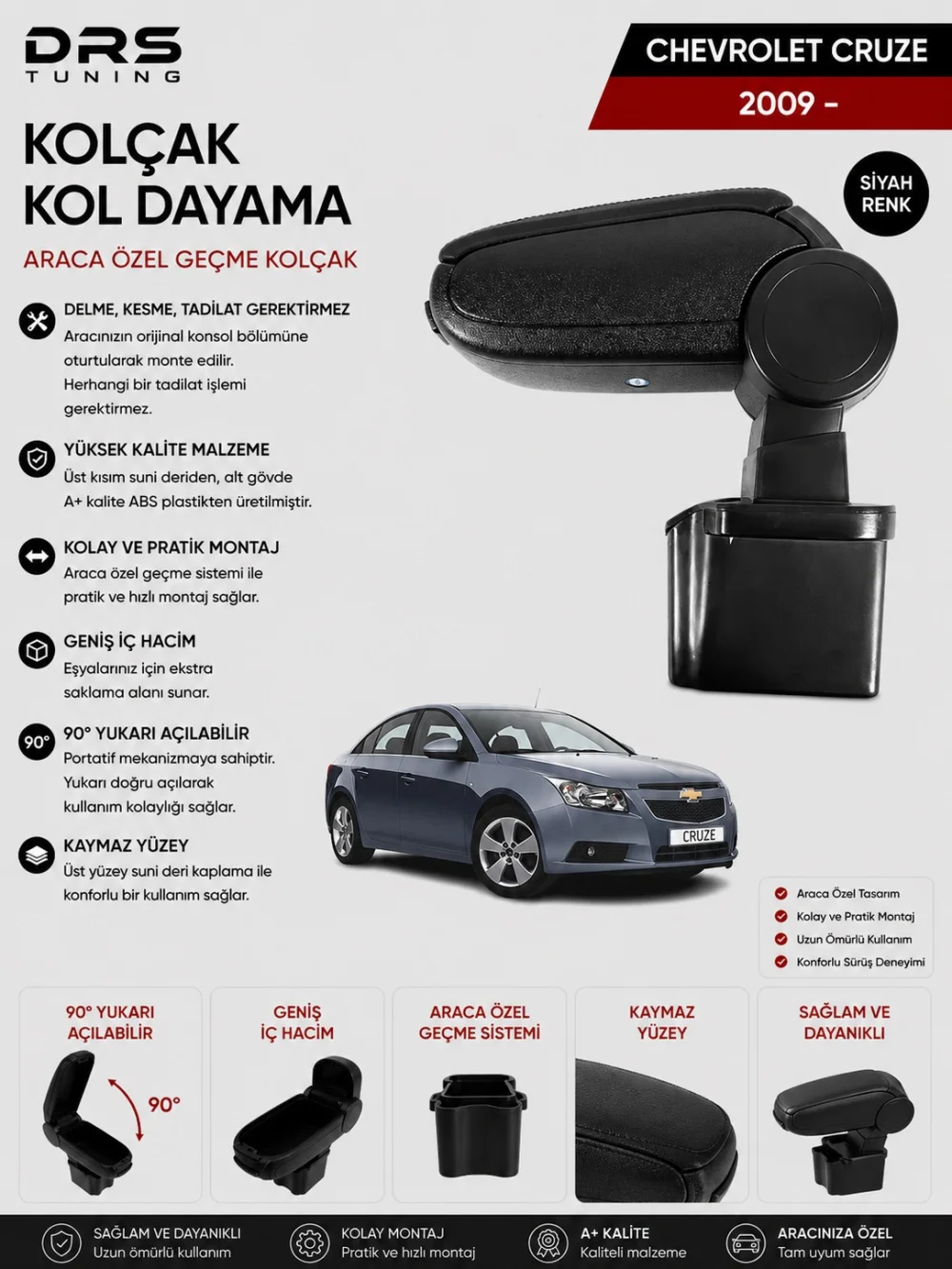 Chevrolet Cruze 2009 - Kolçak Kol Dayama Siyah