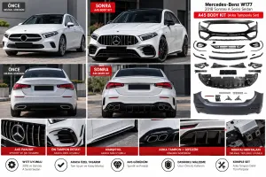 Mercedes-Benz W177 Uyumlu 2018 Sonrası A Serisi Sedan İçin A45 Body Kit (Arka Tamponlu Set)