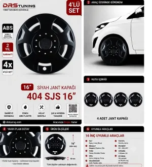 Skoda Uyumlu 16 Inc Kırılmaz Parlak Siyah Jant Kapağı 1 Takım 4 Adet No:404