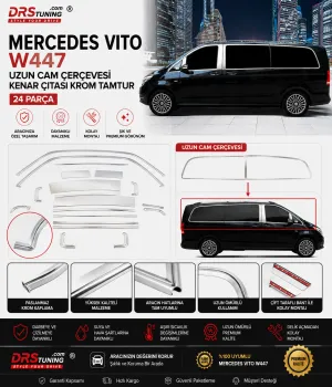 Mercedes-Benz Vito 2015 - 2024 Uzun Şase Krom Cam Çerçevesi 24 Parça - Görsel 2