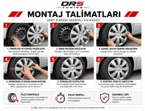 Drs Tuning Alfa Romeo Uyumlu 15 Inc Kırılmaz Parlak Siyah Jant Kapağı 1 Takım 4 Adet No:318 - Görsel 2