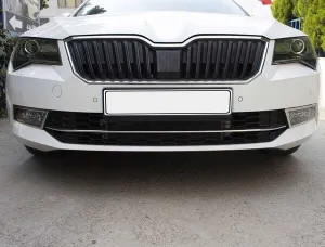 OMSA Skoda Superb B8 Krom Ön Tampon Çıtası 3 Parça 2015-2019 Arası thumb 3