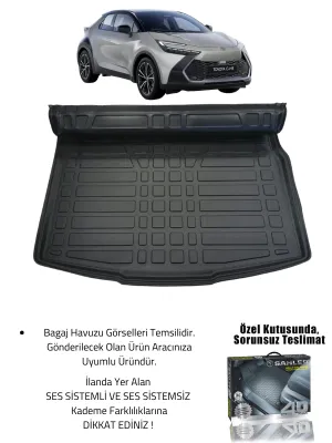 Sahler Toyota C-HR 2 2023+ Uyumlu 4.5D Premium Havuzlu Oto Paspas ve Liner Marka 3D SES SİSTEMSİZ Bagaj Havuzu - Görsel 2