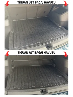 Drs Tuning Sahler Tiguan 2024+ Uyumlu 4.5d Premium Havuzlu Paspas ve Liner Marka 3D ÜST Bagaj Havuzu - Görsel 5