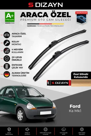 S-Dizayn Ford Ka Mk1 Ön Cam Silecek Seti 1996-2008 Premium Araca Özel 48-45 Cm A+ Kalite AOCS-1738