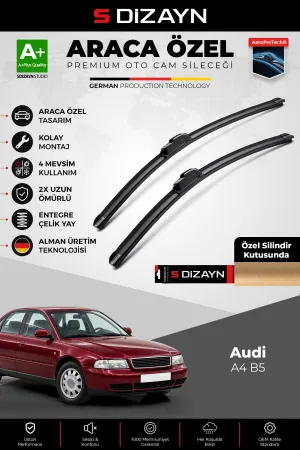 S-Dizayn Audi A4 B5 Ön Cam Silecek Seti 1994-2001 Premium Araca Özel 53-53 Cm A+ Kalite Aocs-1707