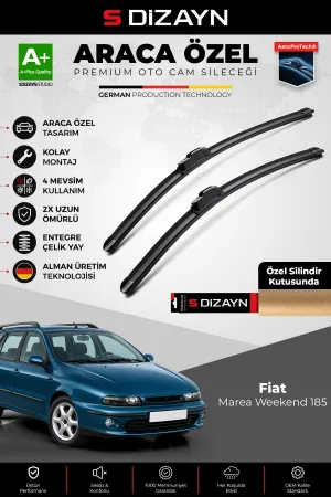 S-Dizayn Fiat Marea Weekend 185 Ön Cam Silecek Seti 1999-2007 Premium Araca Özel 60-48 Cm A+ Kalite