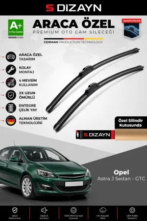 S-Dizayn Opel Astra J Sedan - Gtc Ön Cam Silecek Seti 2012-2019 Premium Araca Özel 70-65 Cm A+ Kalit