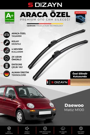 S-Dizayn Daewoo Matiz M100 Ön Cam Silecek Seti 1998-2005 Premium Araca Özel 53-40 Cm A+ Kalite Aocs-