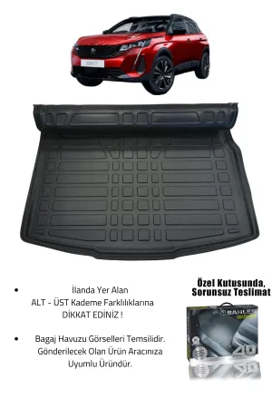 Drs Tuning Sahler Peugeot 3008 2016-2024 Uyumlu 4.5D Premium Havuzlu Oto Paspas ve Liner Marka 3D ALT Bagaj Havuzu - Görsel 2