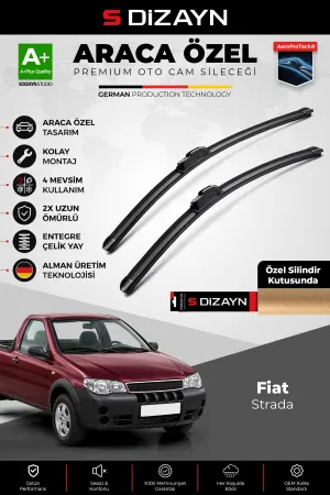 S-Dizayn Fiat Strada Ön Cam Silecek Seti 2000-2013 Premium Araca Özel 55-45 Cm A+ Kalite Aocs-1838