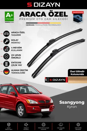 S-Dizayn Ssangyong Kyron Ön Cam Silecek Seti 2005-2014 Premium Araca Özel 55-48 Cm A+ Kalite Aocs-19