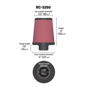 K&N Universal Hava Filtresi RC-3250 thumb 2