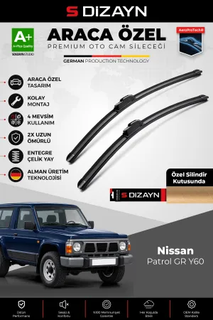 S-Dizayn Nissan Patrol Ön Cam Silecek Seti 1988-1997 Premium Araca Özel 48-48 Cm A+ Kalite Aocs-2091