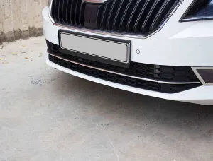 OMSA Skoda Superb B8 Krom Ön Tampon Çıtası 3 Parça 2015-2019 Arası thumb 4