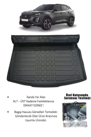 Drs Tuning Sahler Peugeot 2008 2019-2025 Uyumlu 4.5D Premium Havuzlu Paspas ve Liner ALT Bagaj Havuzu - Hybrid Uyumlu Değildir - Görsel 2