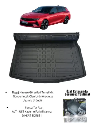 Sahler Opel Astra L 2022+ Uyumlu 4.5D Premium Havuzlu Oto Paspas ve Liner Marka 3D ÜST Bagaj Havuzu - Görsel 2