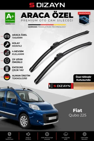 S-Dizayn Fiat Qubo 225 Ön Cam Silecek Seti 2008-2021 Premium Araca Özel 65-48 Cm A+ Kalite Aocs-1688