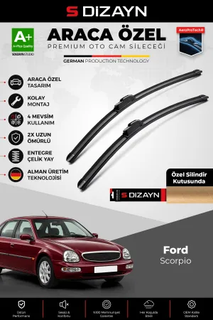 S-Dizayn Ford Scorpio Ön Cam Silecek Seti 1985-1998 Premium Araca Özel 50-50 Cm A+ Kalite Aocs-1955