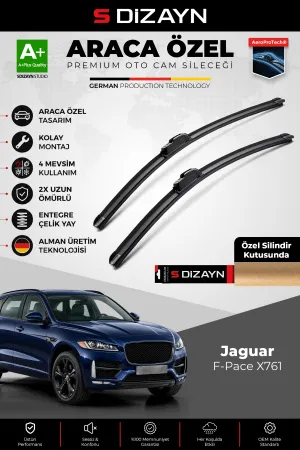 S-Dizayn Jaguar F-Pace X761 Ön Cam Silecek Seti 2016 Üzeri Premium Araca Özel 65-48 Cm A+ Kalite Aoc