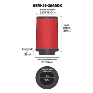 AEM Universal Hava Filtresi 21-2069DK thumb 2