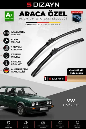 S-Dizayn Vw Golf 2 19E Ön Cam Silecek Seti 1983-1992 Premium Araca Özel 45-45 Cm A+ Kalite Aocs-1818