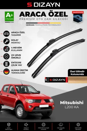 S-Dizayn Mitsubishi L200 KA Ön Cam Silecek Seti 2006-2009 Premium Araca Özel 53-48 Cm A+ Kalite AOCS