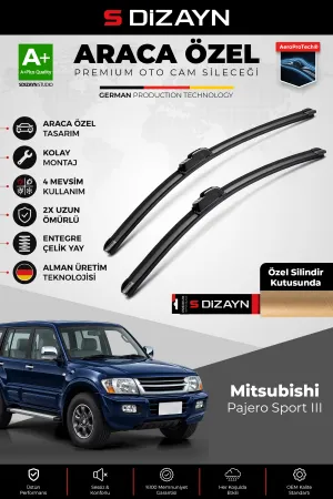 S-Dizayn Mitsubishi Pajero Sport Iii V7_W, V6_W Ön Cam Silecek Seti 2000-2007 Premium Araca Özel 50-