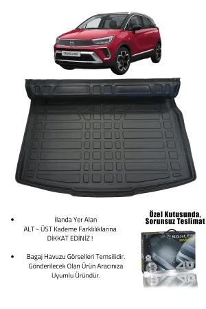 Sahler Opel Crossland 2017+ Uyumlu 4.5D Premium Havuzlu Oto Paspas ve Liner Marka 3D ÜST Bagaj Havuzu - Görsel 2