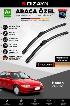 S-Dizayn Honda Civic Eg Ön Cam Silecek Seti 1992-1995 Premium Araca Özel 50-45 Cm A+ Kalite Aocs-174