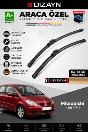 S-Dizayn Mitsubishi Colt Z30 Ön Cam Silecek Seti 2004-2012 Premium Araca Özel 65-30 Cm A+ Kalite Aoc