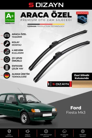 S-Dizayn Ford Fiesta Mk3 Ön Cam Silecek Seti 1989-1997 Premium Araca Özel 48-48 Cm A+ Kalite Aocs-18