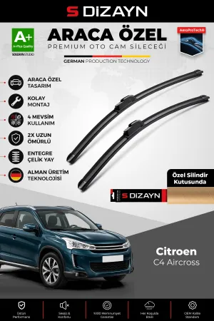 S-Dizayn Citroen C4 Aircross Ön Cam Silecek Seti 2012-2017 Premium Araca Özel 60-53 Cm A+ Kalite AOC