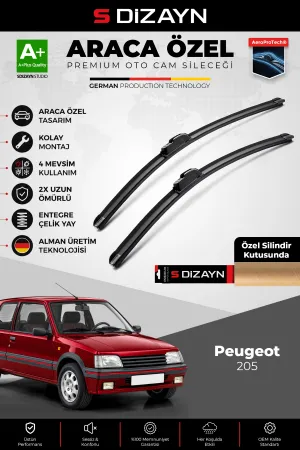 S-Dizayn Peugeot 205 Ön Cam Silecek Seti 1983-1998 Premium Araca Özel 45-45 Cm A+ Kalite AOCS-1897