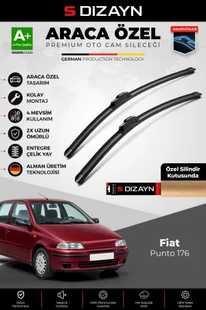 S-Dizayn Fiat Punto 176 Ön Cam Silecek Seti 1993-1999 Premium Araca Özel 60-40 Cm A+ Kalite AOCS-173