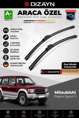 S-Dizayn Mitsubishi Pajero Sport Ön Cam Silecek Seti 1990-2000 Premium Araca Özel 48-48 Cm A+ Kalite