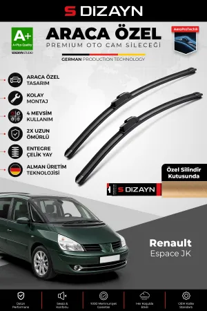 S-Dizayn Renault Espace Jk Ön Cam Silecek Seti 2002-2014 Premium Araca Özel 75-70 Cm A+ Kalite Aocs-