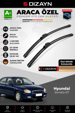 S-Dizayn Hyundai Sonata Ef Ön Cam Silecek Seti 1998-2004 Premium Araca Özel 55-50 Cm A+ Kalite Aocs-