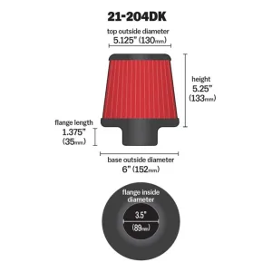 AEM Universal Hava Filtresi 21-204DK thumb 2