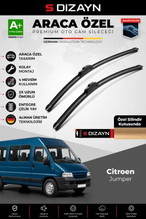 S-Dizayn Citroen Jumper Ön Cam Silecek Seti 1994-2006 Premium Araca Özel 55-55 Cm A+ Kalite Aocs-171